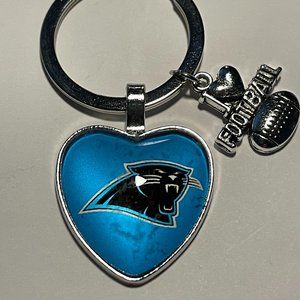 CAROLINA PANTHERS NFL I Love Football Heart Key Ring !!!NEW!!!